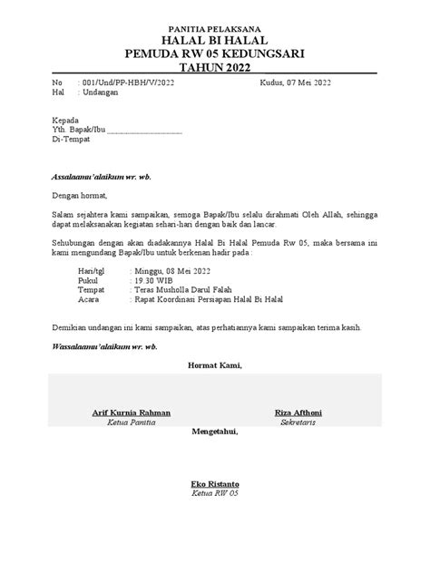 Contoh Surat Undangan Resmi | PDF