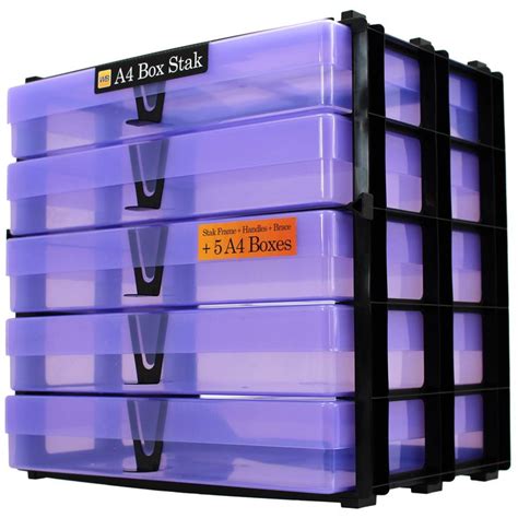 A4 Box Stak Craft Storage Unitpurple Transparent 1 A4 Stak Craft