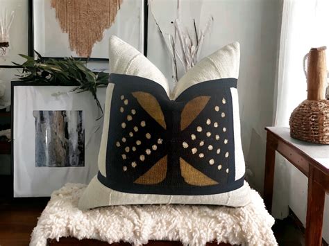 African Mud Cloth Pillow Organic Cotton Throw Pillow Brown And Black