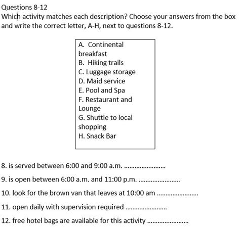 Ielts Listening Matching Question Practice And Tips