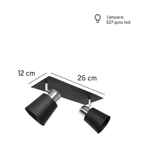 Luz Desing Aplique Luces Yencko Negro Cromado Apto Led E Luz Desing