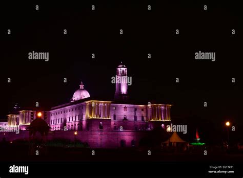 New Delhi, India - 14 September 2022 : Rashtrapati bhavan night view ...