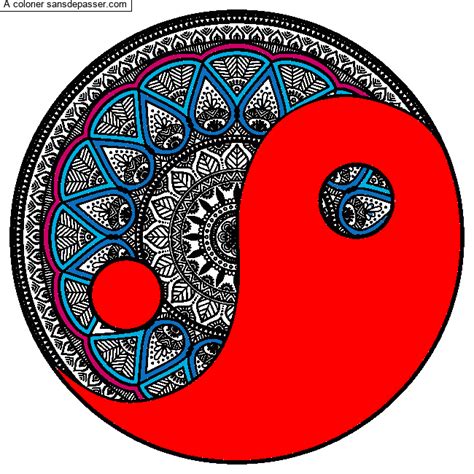 Dessin colorié Coloriage Doodle Yin Yang par un invité Sans Dépasser