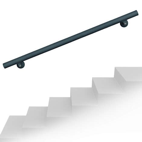 WilTec Kit Main courante Escalier 100cm Noire Acier Revêtement par