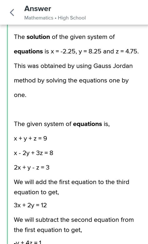 X Y Z 9 X2y 3z 8 2x Yz 3 Solve The Euations By Guass Jordan Method