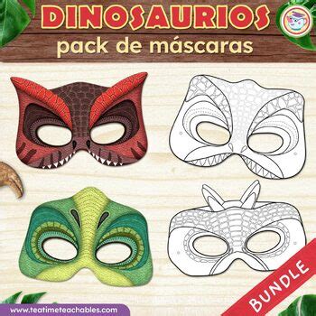 DINOSAURIOS Máscaras BUNDLE by Tea Time Teachables Spanish TPT