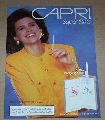 1990 print ad page - Capri cigarettes Pretty Lady smoking tobacco ...