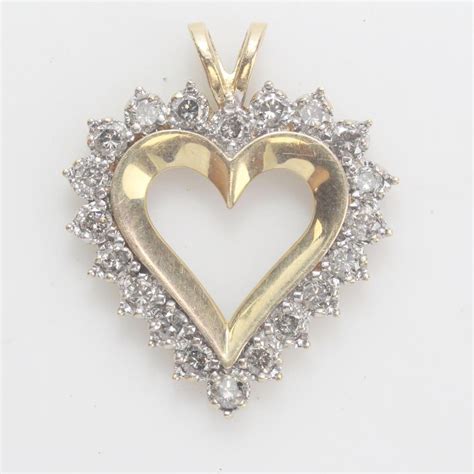 14kt Gold 6 81g Heart Shaped Pendant With Diamond Accents Property Room