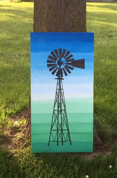 Windmill Painting, Windmill Wall Art, Wood Planked Windmill Wall Art ...