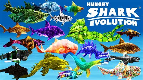 Hungry Shark Evolution New Skins For All Sharks All 23 Sharks Unlocked Toxic Update Youtube