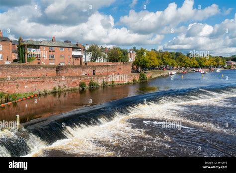 Chester City River Dee Weir Sunny England Uk Stock Photo Alamy