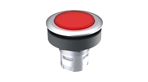 1300902620300 Rafi Pushbutton Actuator With Round Silver Collar Flat Button Red Ip65 Rafix 16