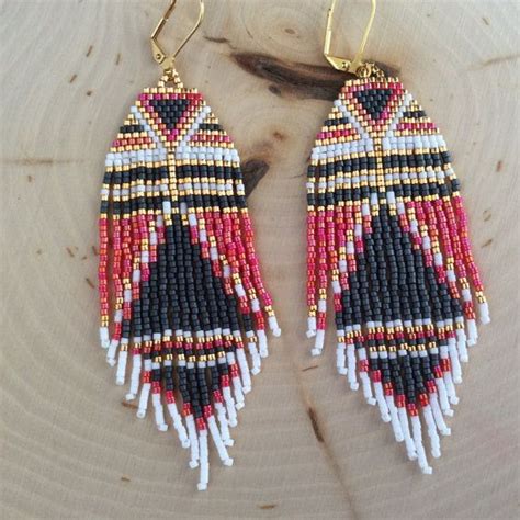 Long Delica Beaded Earrings Sweet Dreams Fringe Earrings Boho