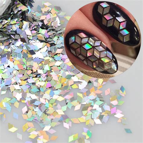 1 Box Holographic Nail Flakes Rhombus Diamond Holo Nail Glitter Sparkly