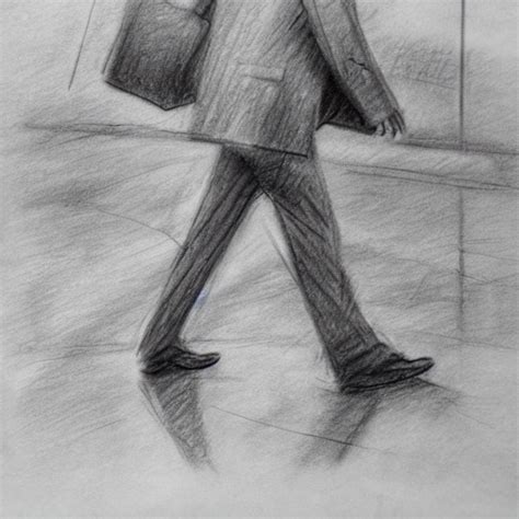 A Drunk Man Walking In A Rainy Weather Pencil Sketch Arthub Ai