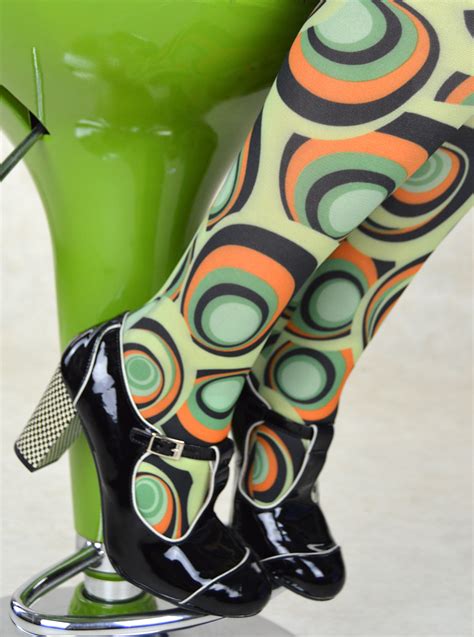 Carnaby Psychedelic Pattern Tights Ladies Vintage Retro 60s 70s Style Mod Shoes