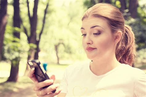 Upset Sad Skeptical Unhappy Serious Woman Talking Texting On Mobile