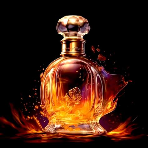 An Old Style Gold Color Perfume Bottle On A Dark Background Premium