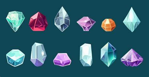 Premium Vector Cartoon Magic Crystals And Precious Gems