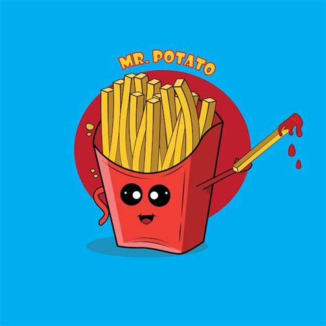 Ilustración vectorial de la mascota patatas fritas logotipo de dibujos