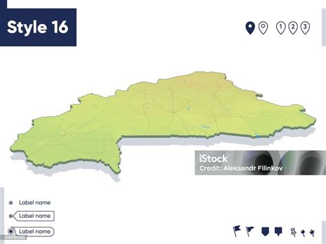 Burkina Faso Map With Shaded Relief Land Cover Rivers Mountains Biome Map With Shadow Stock ...