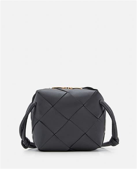 Bottega Veneta Mini Cassette Leather Camera Bag In Black Modesens