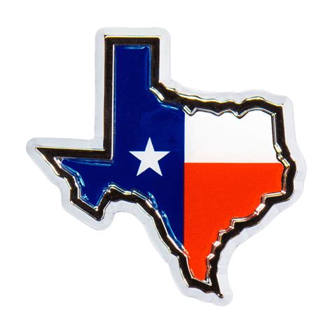 Texas Shaped State Flag Chrome Auto Emblem