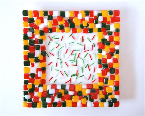 Little Squares Fused Glass Plate Fused Glass Plate Etsy