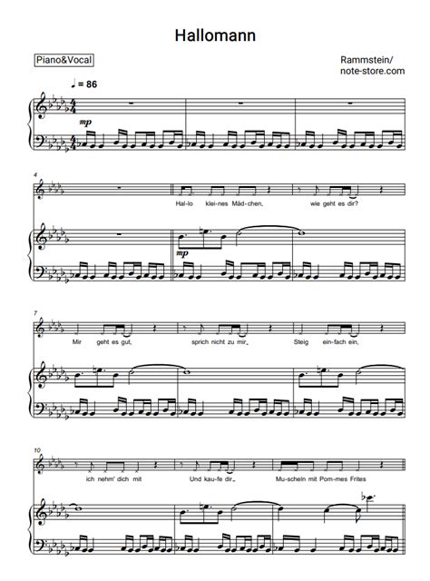 Rammstein Hallomann Sheet Music For Piano Pdf Piano Vocal