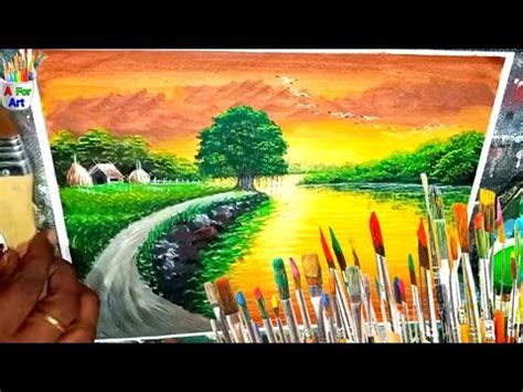 How To Draw Bangladeshi Village Scenery Painting With Acrylic Colour