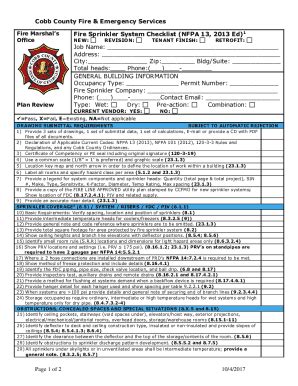 Fillable Online Nfpa R Fire Sprinkler Plan Review Checklist Fax