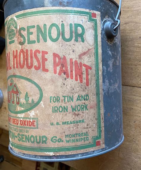 Vintage Martin Senour Gallon Paint Can With Paper Label Circa