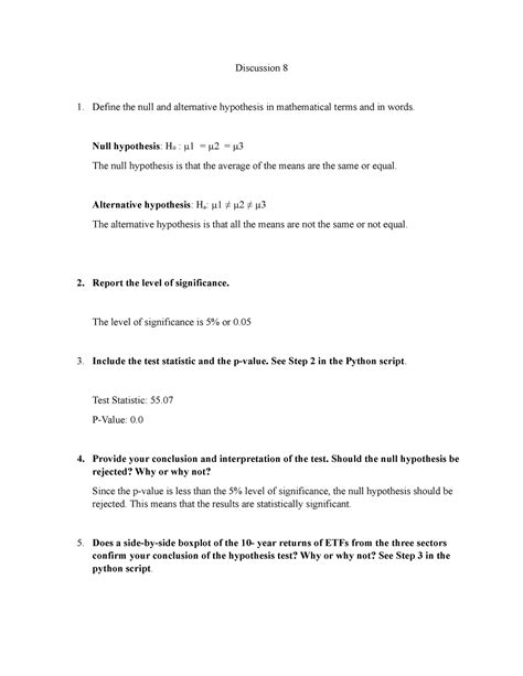 Discussion Null Hypothesis H The Null Hypothesis