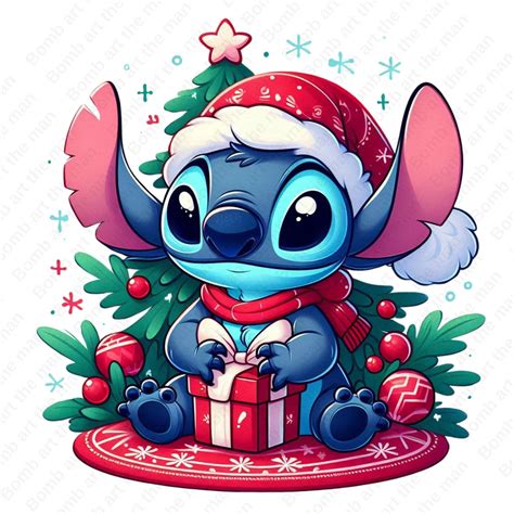 Stitch Christmas Clipart, Cute Stitch Png, Christmas Png, Instant