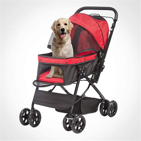 Folding Dog Stroller Travel Cage Stroller for Pet Cat Kitten Puppy ...