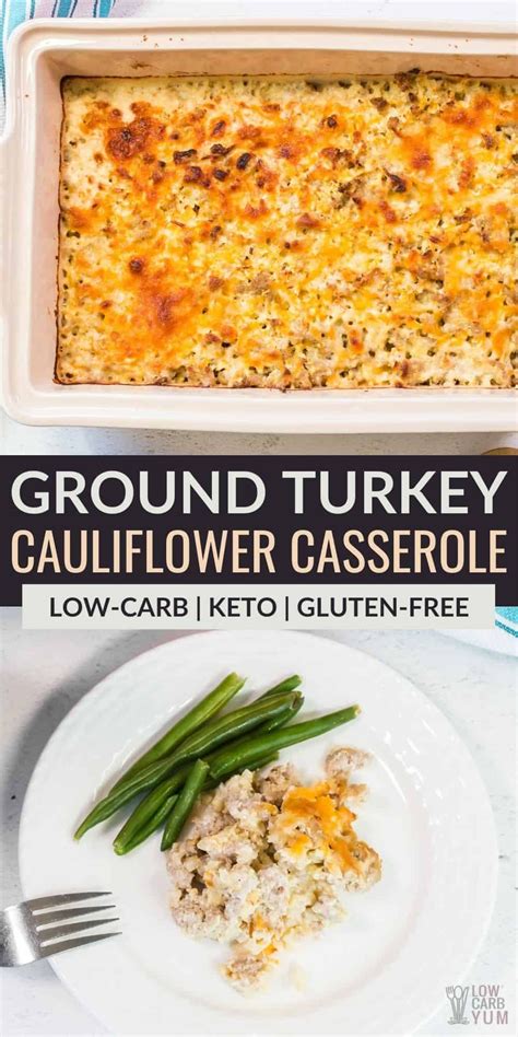 Ground Turkey And Cauliflower Rice Casserole Low Carb Recipe