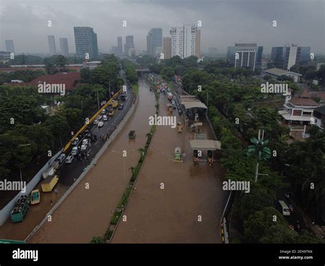 Jakarta 20th Feb 2021 Aerial Photo Taken On Feb 20 2021 Shows The