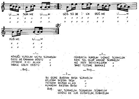 Kekliği Vurdum Uçtu Sürmelim Türkü Notası