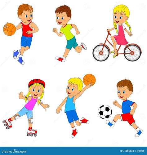 Children S Sports Activity Set Stock Vector - Illustration of girl, happy: 71806638