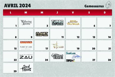 Calendrier Des Sorties Jeux Vid O Du Mois D Avril Gamosaurus