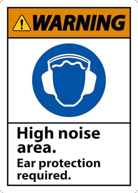 Premium Vector Warning Ear Protection Required Sign On White Background