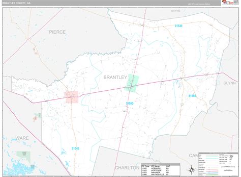 Brantley County, GA Wall Map Premium Style by MarketMAPS - MapSales.com