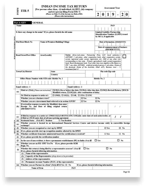 Itr 5 Form Filing Tax Portal