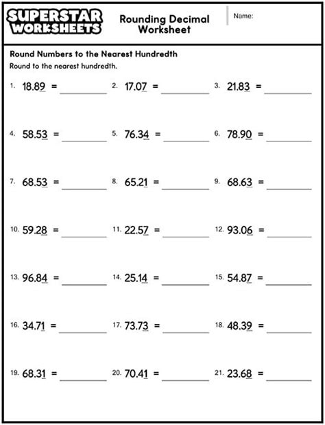 rounding decimals worksheet  learning