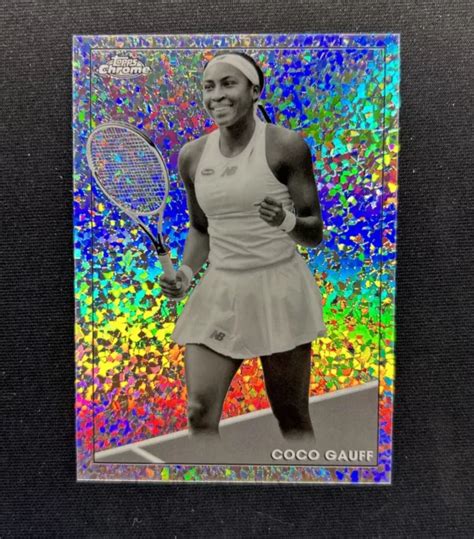 2021 TOPPS CHROME Coco Gauff Black White Mini Diamond Refractor Rookie