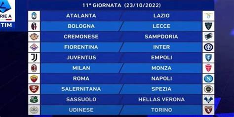 11esima Giornata Di Serie A 2022 2023 Orari Dove Vederle In TV E