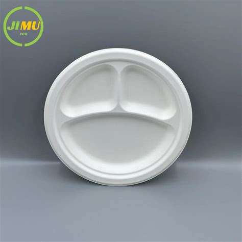 10 Inch 3 Compartment Disposable Biodegradable Sugarcane Bagasse