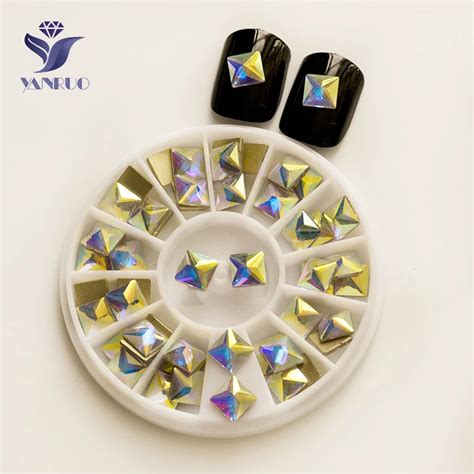 Yanruo Nohf Ab Square Mm Glitter Gems Flatback Crystal Non Hotfix