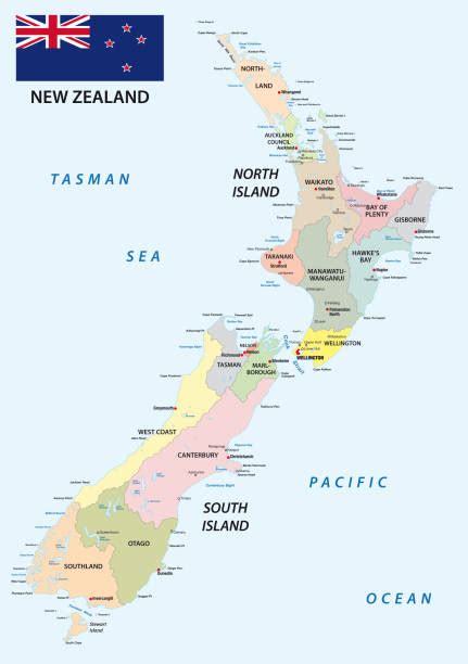 New Zealand Map Regions stock vectors - iStock