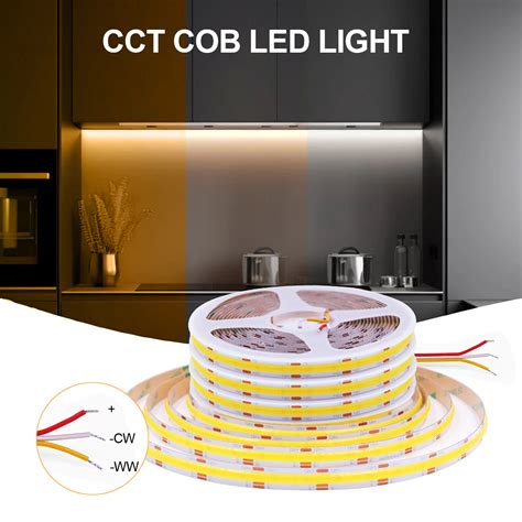 Tira De Luces Led Cct Cob Cinta Flexible De Alta Densidad V V